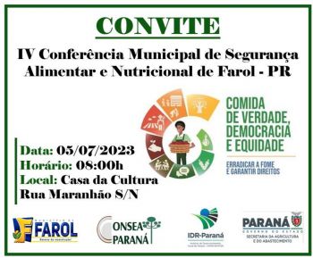 IV Conferência Municipal de Segurança Alimentar e Nutricional será realizada nesta quarta-feira, 5 