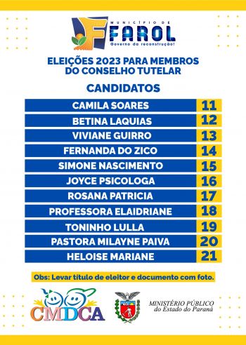 Conselho Tutelar: Eleição no dia 1º de outubro com onze candidatos