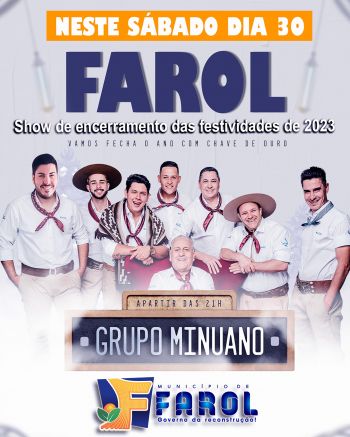 Show com Grupo Minuano neste sábado 30 em Farol